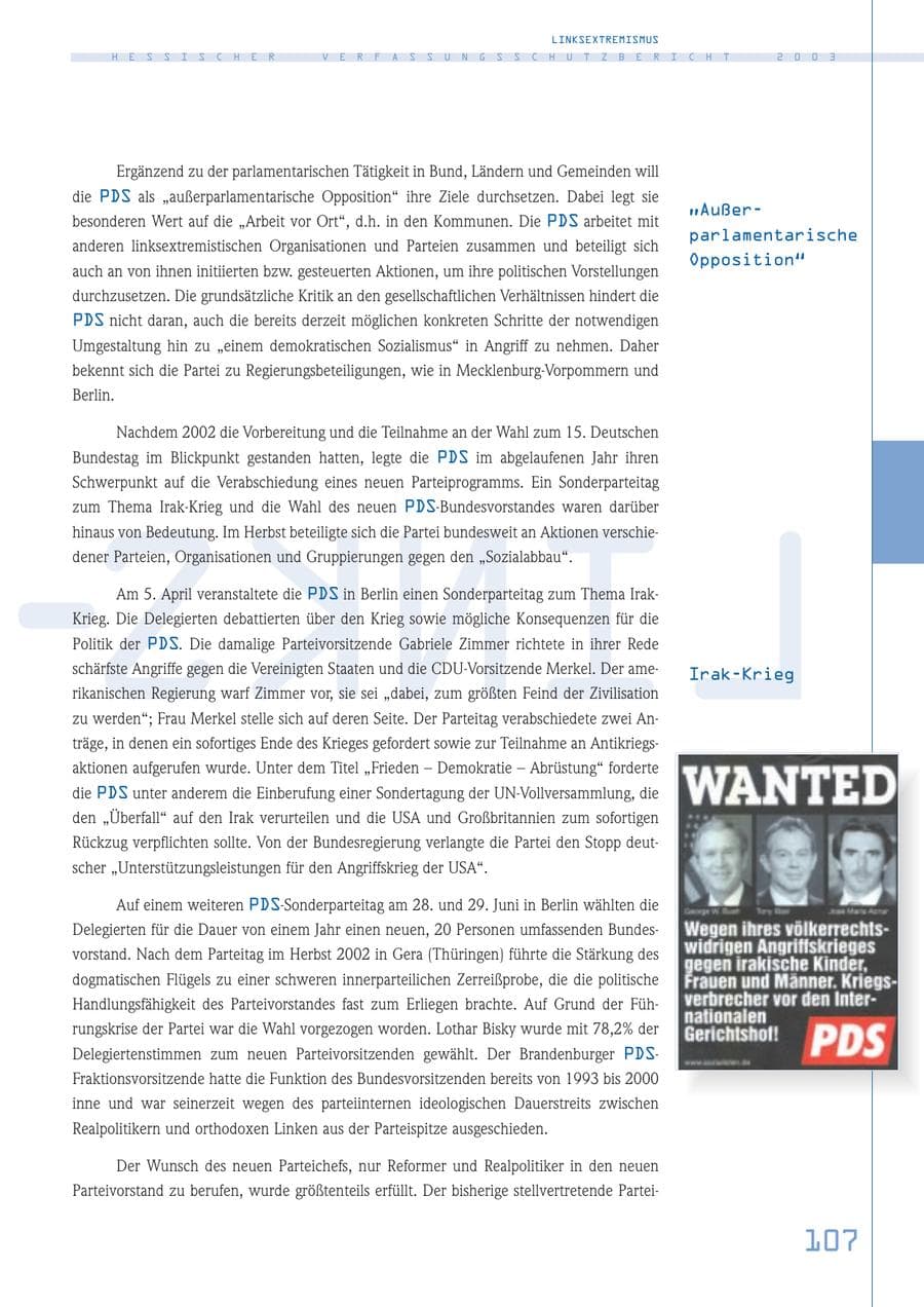Seite 108 des Verfassungsschutzbericht 2003 Hessen