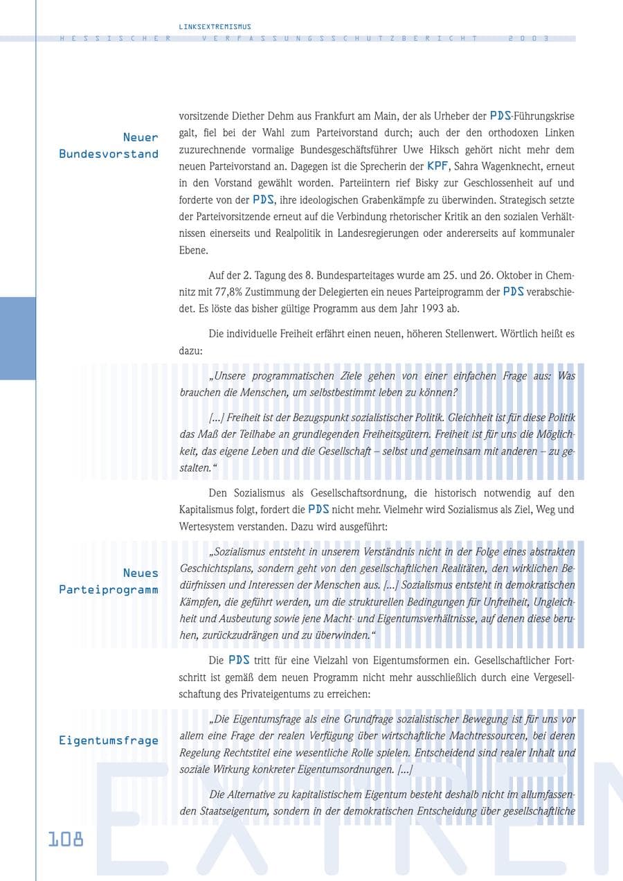 Seite 109 des Verfassungsschutzbericht 2003 Hessen