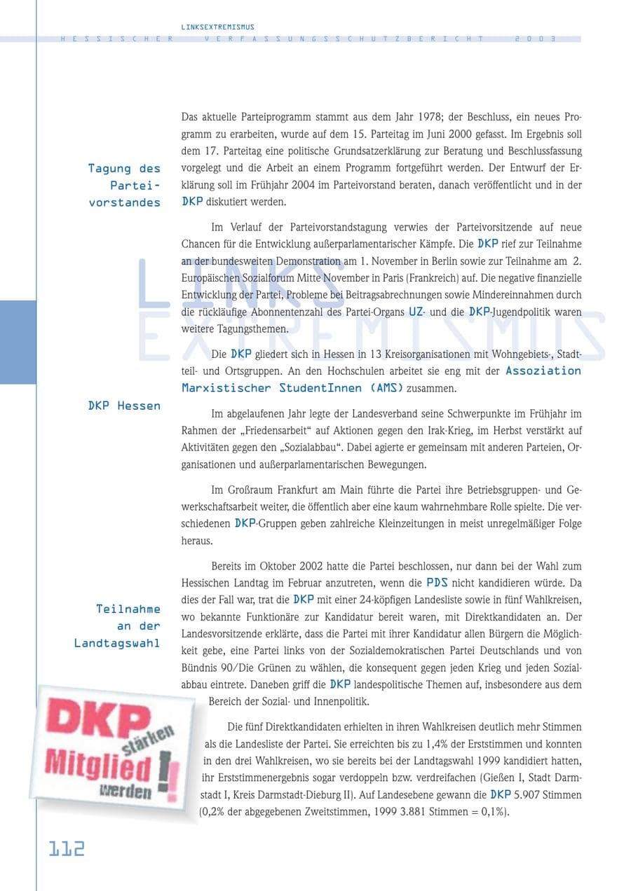 Seite 113 des Verfassungsschutzbericht 2003 Hessen