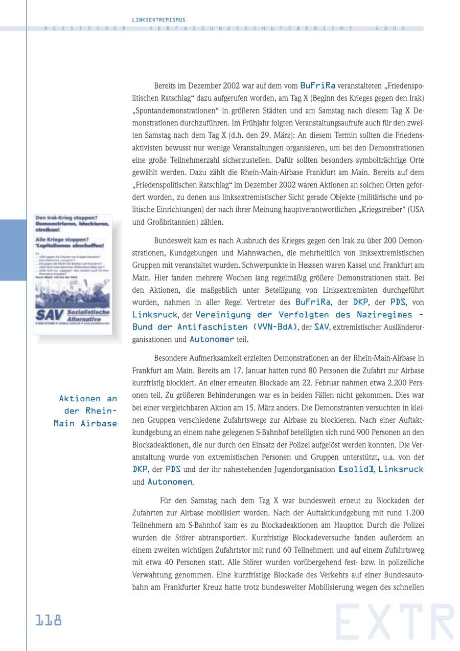 Seite 119 des Verfassungsschutzbericht 2003 Hessen