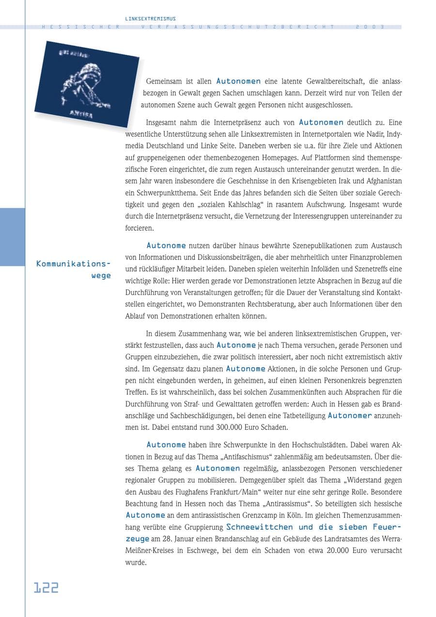 Seite 123 des Verfassungsschutzbericht 2003 Hessen