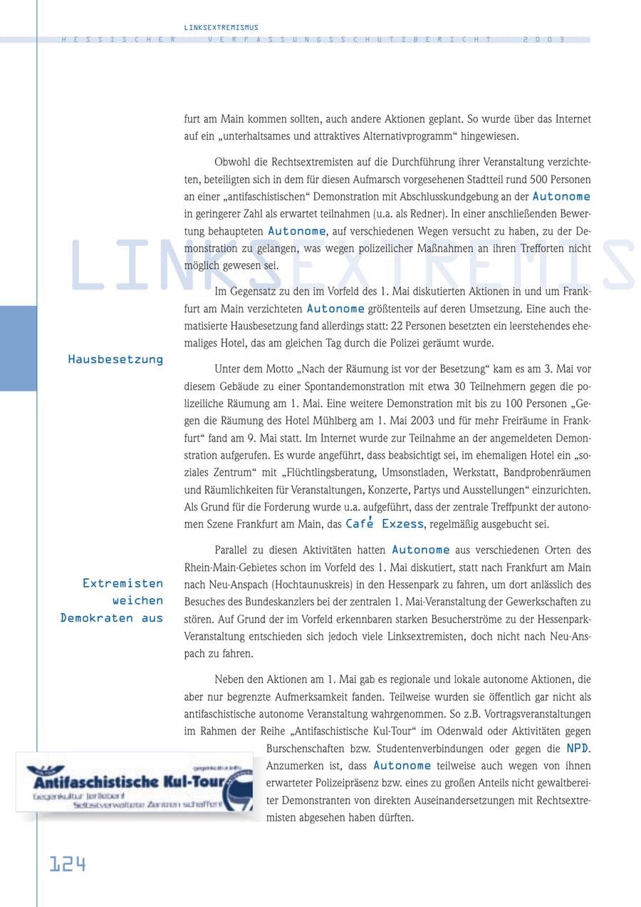 Seite 125 des Verfassungsschutzbericht 2003 Hessen