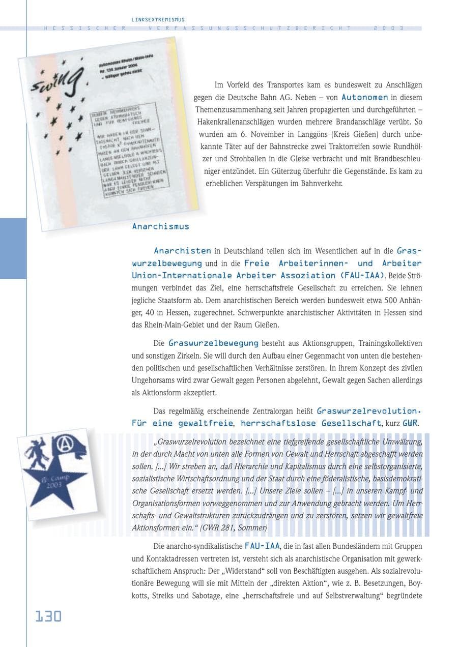 Seite 131 des Verfassungsschutzbericht 2003 Hessen