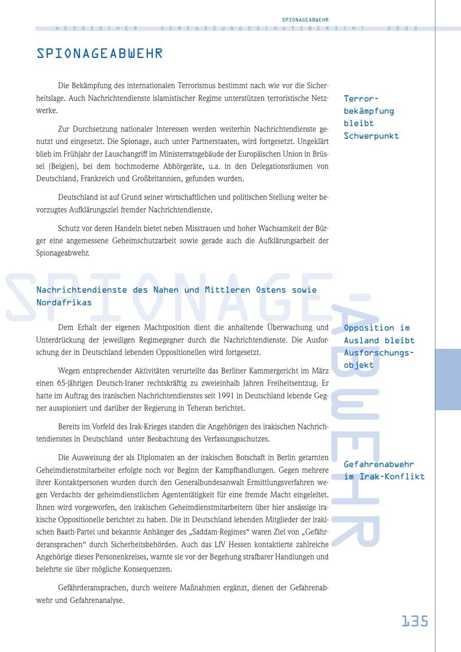 Seite 136 des Verfassungsschutzbericht 2003 Hessen