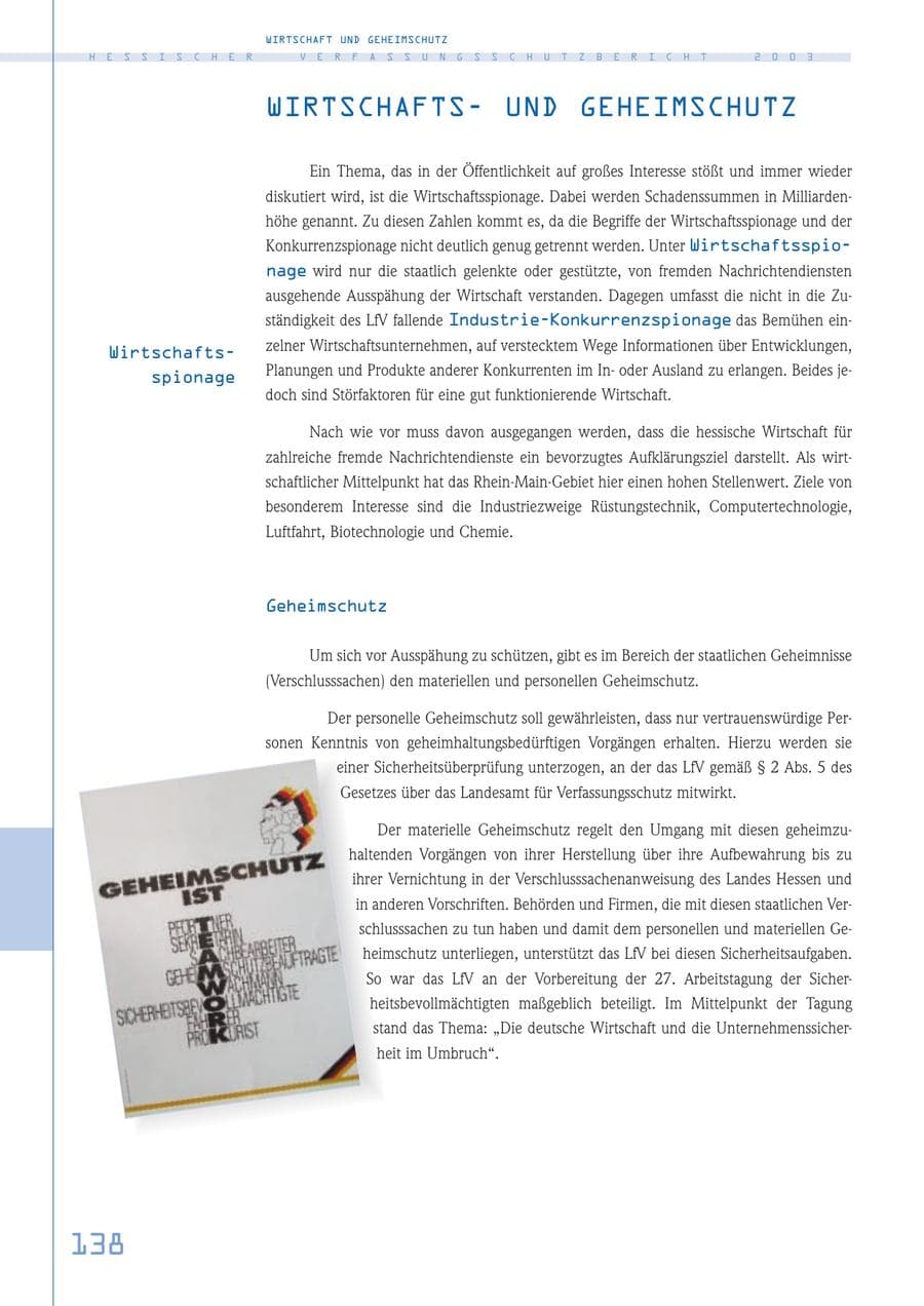 Seite 139 des Verfassungsschutzbericht 2003 Hessen