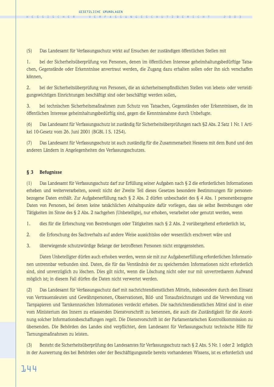 Seite 145 des Verfassungsschutzbericht 2003 Hessen