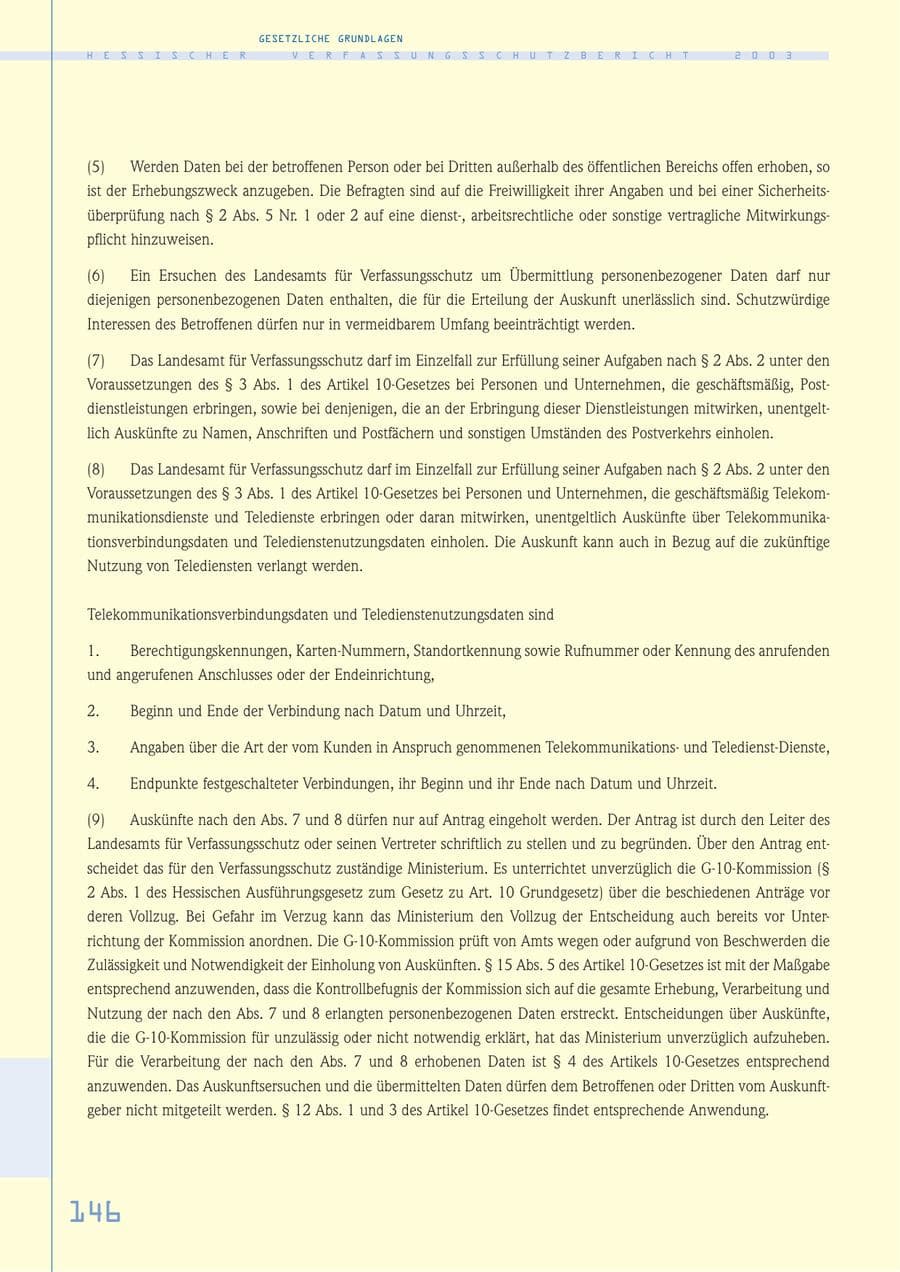 Seite 147 des Verfassungsschutzbericht 2003 Hessen