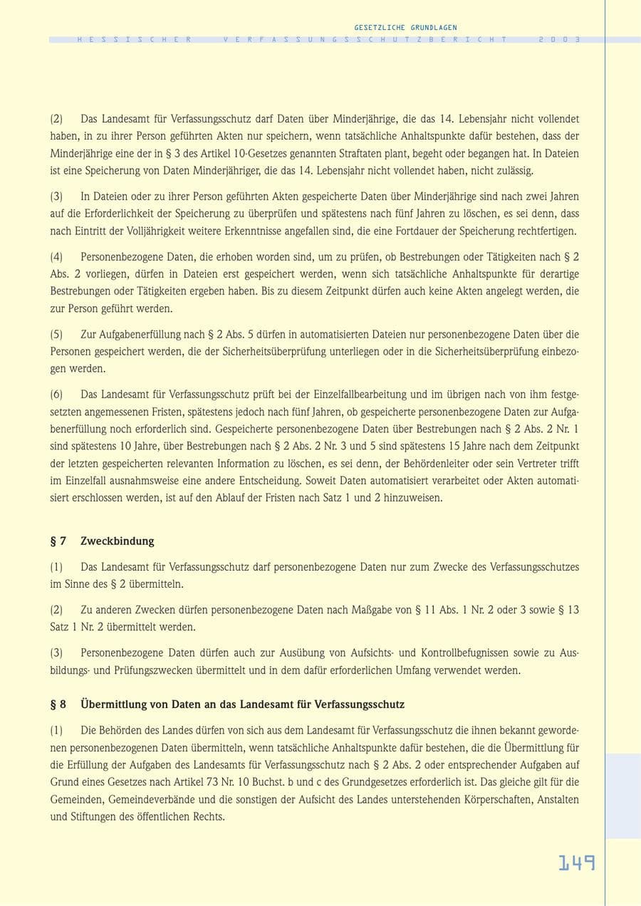 Seite 150 des Verfassungsschutzbericht 2003 Hessen