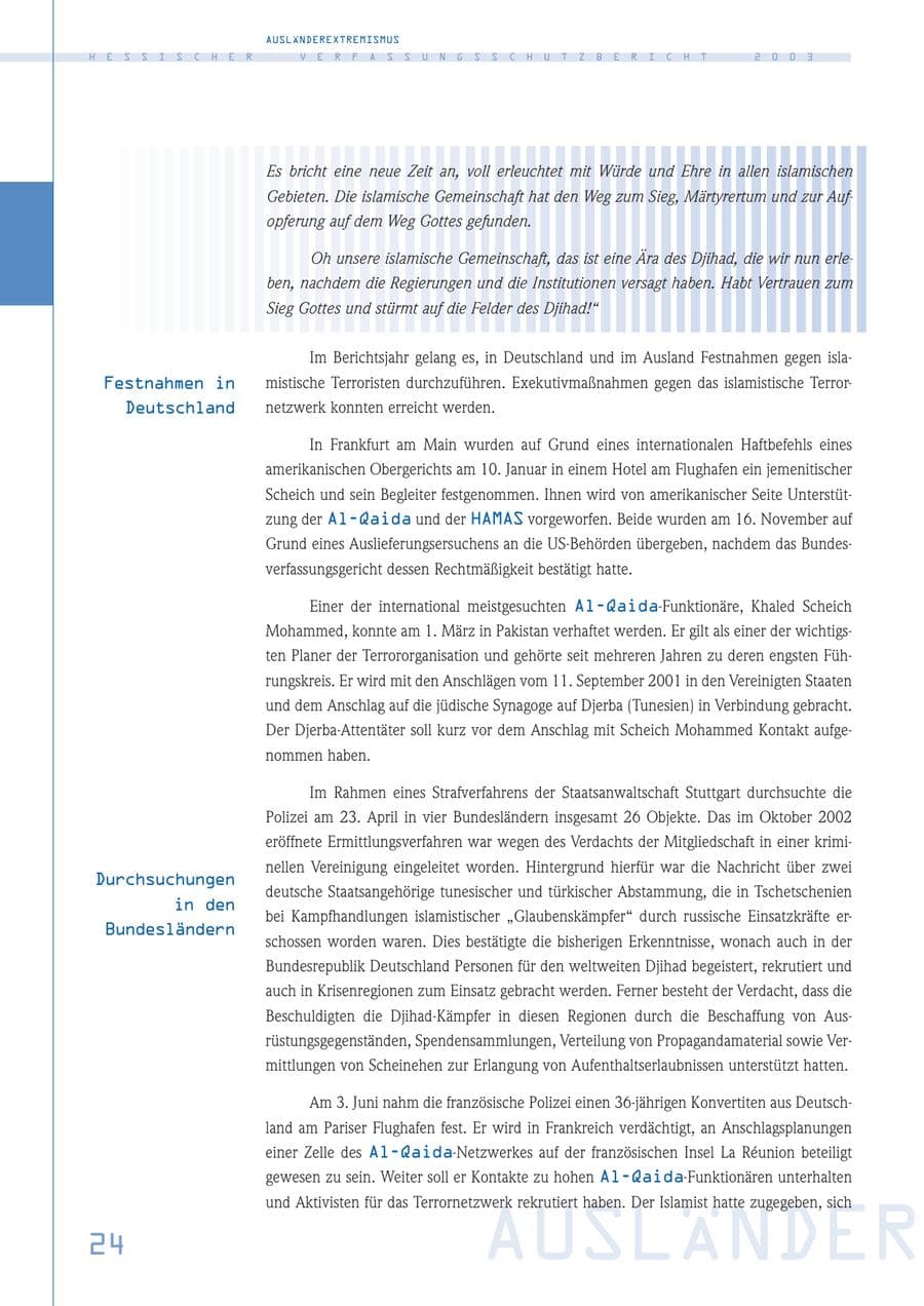 Seite 25 des Verfassungsschutzbericht 2003 Hessen