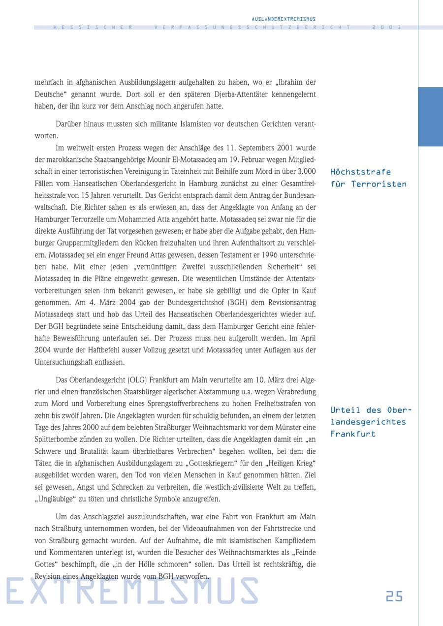 Seite 26 des Verfassungsschutzbericht 2003 Hessen
