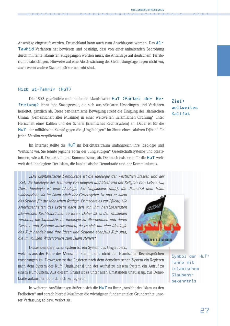 Seite 28 des Verfassungsschutzbericht 2003 Hessen