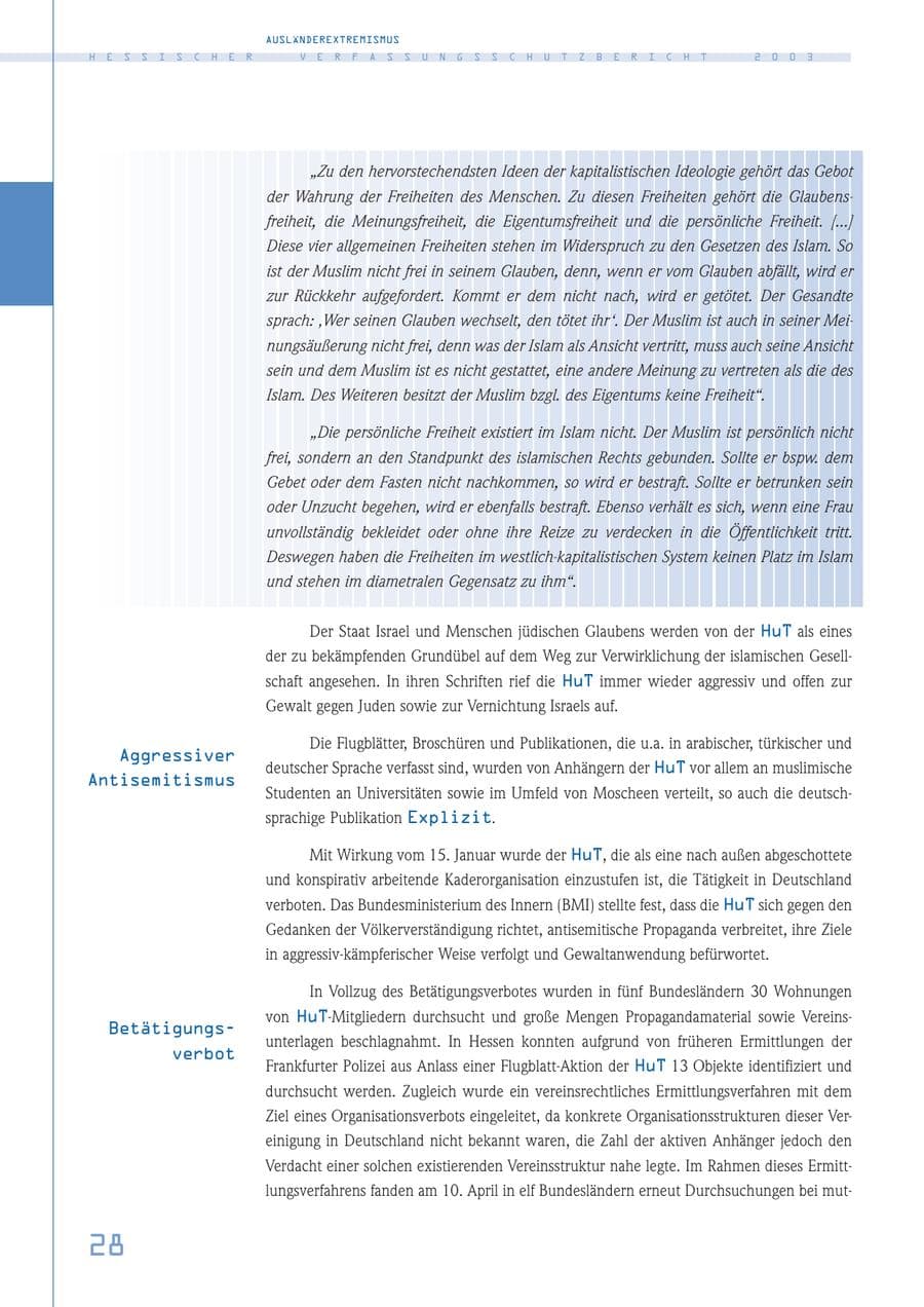 Seite 29 des Verfassungsschutzbericht 2003 Hessen