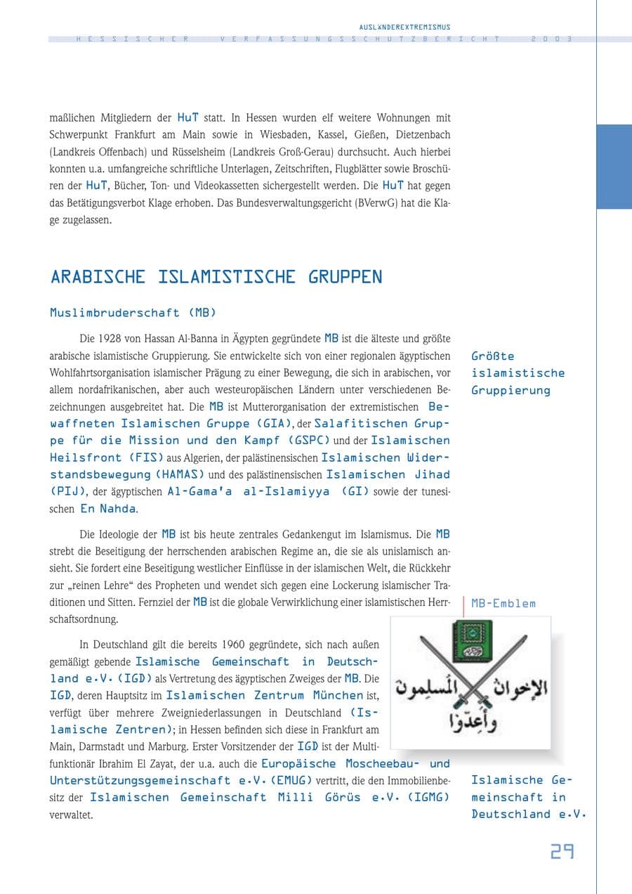 Seite 30 des Verfassungsschutzbericht 2003 Hessen