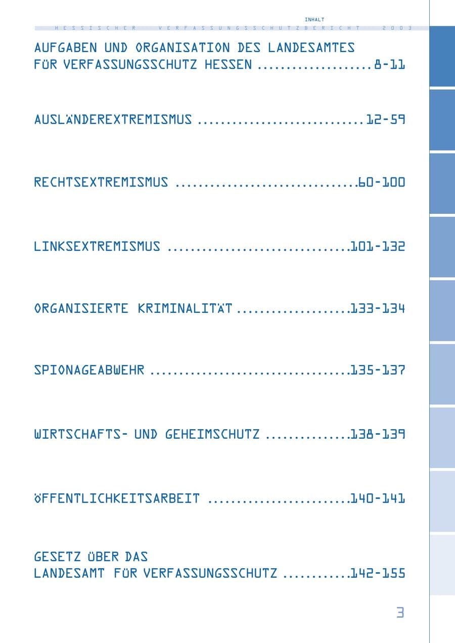 Seite 4 des Verfassungsschutzbericht 2003 Hessen