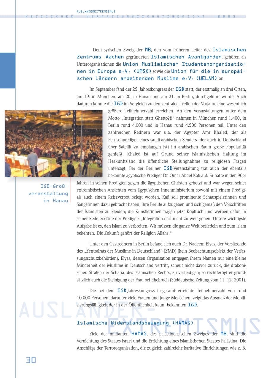 Seite 31 des Verfassungsschutzbericht 2003 Hessen