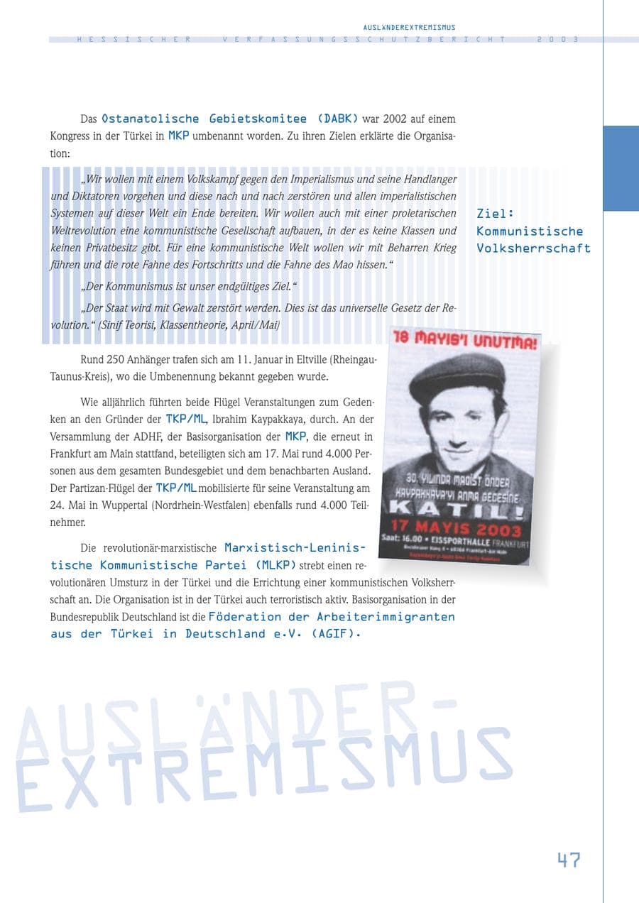 Seite 48 des Verfassungsschutzbericht 2003 Hessen