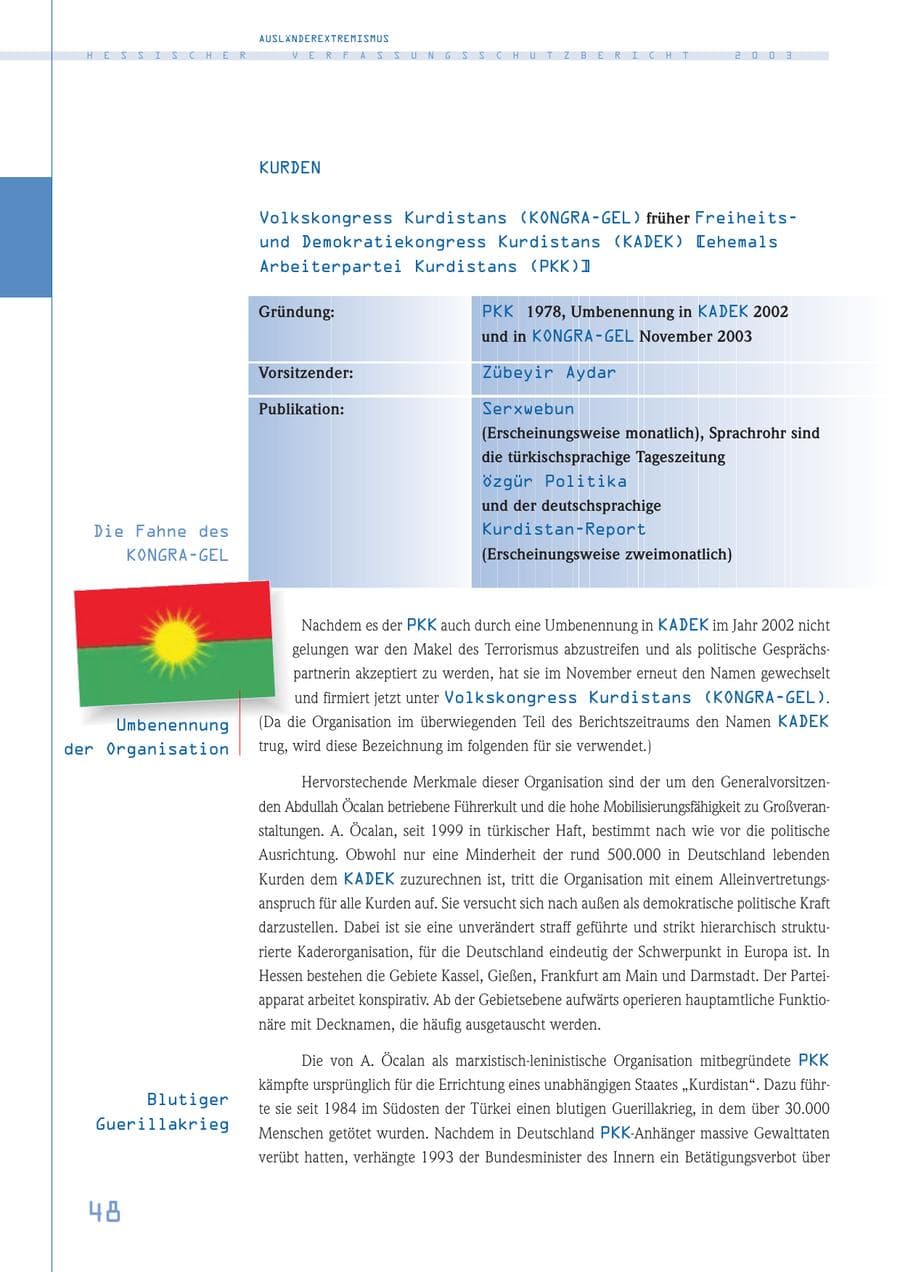 Seite 49 des Verfassungsschutzbericht 2003 Hessen