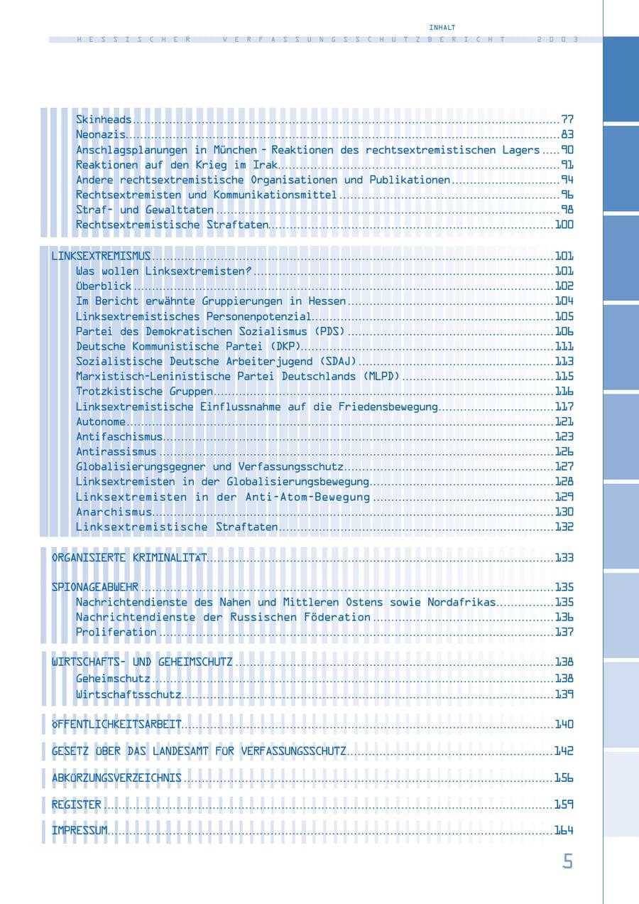 Seite 6 des Verfassungsschutzbericht 2003 Hessen