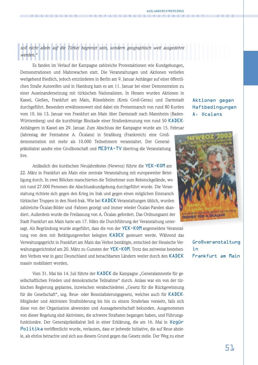 Seite 52 des Verfassungsschutzbericht 2003 Hessen