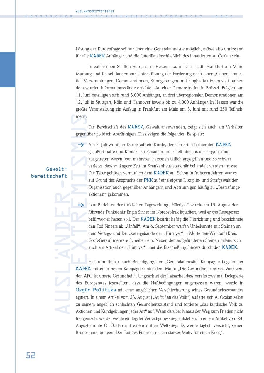Seite 53 des Verfassungsschutzbericht 2003 Hessen