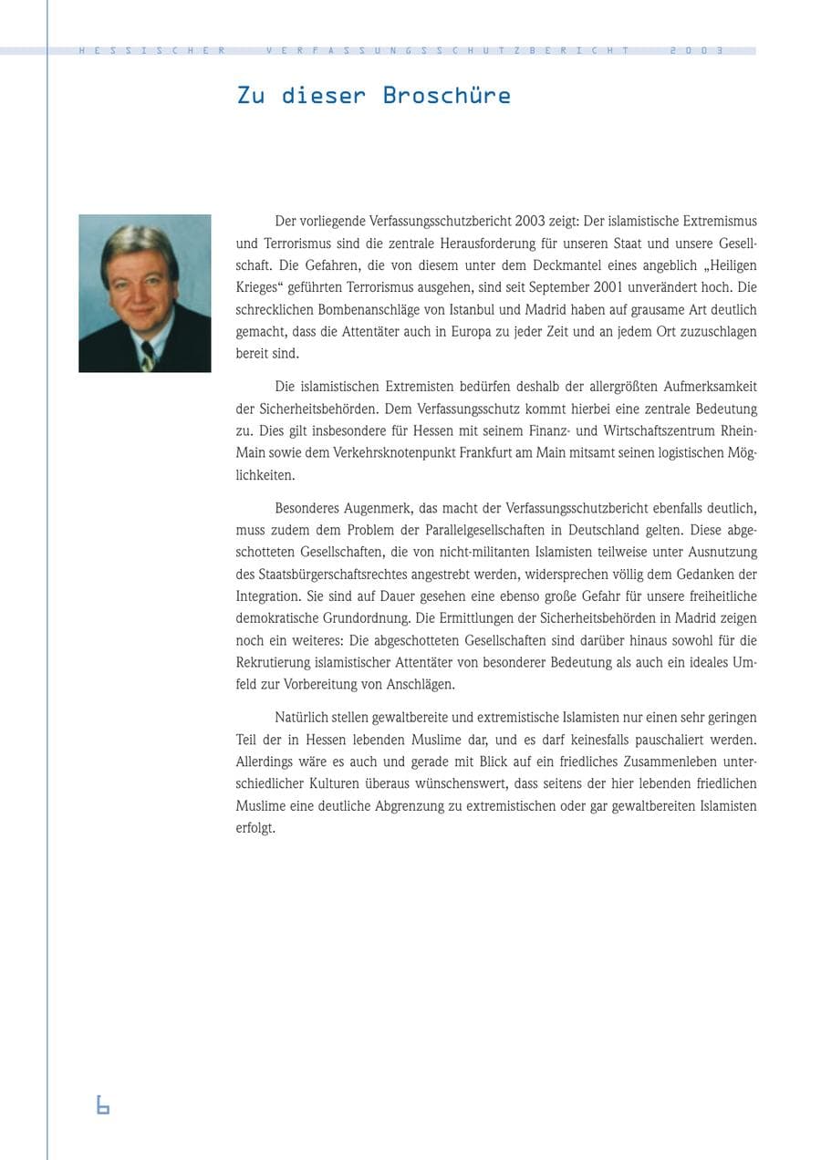 Seite 7 des Verfassungsschutzbericht 2003 Hessen