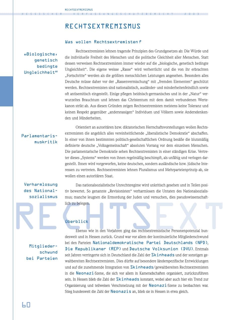 Seite 61 des Verfassungsschutzbericht 2003 Hessen