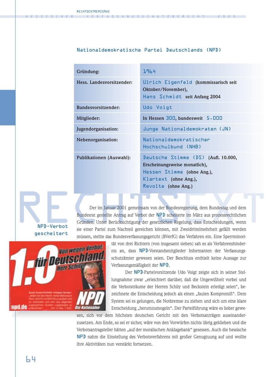 Seite 65 des Verfassungsschutzbericht 2003 Hessen