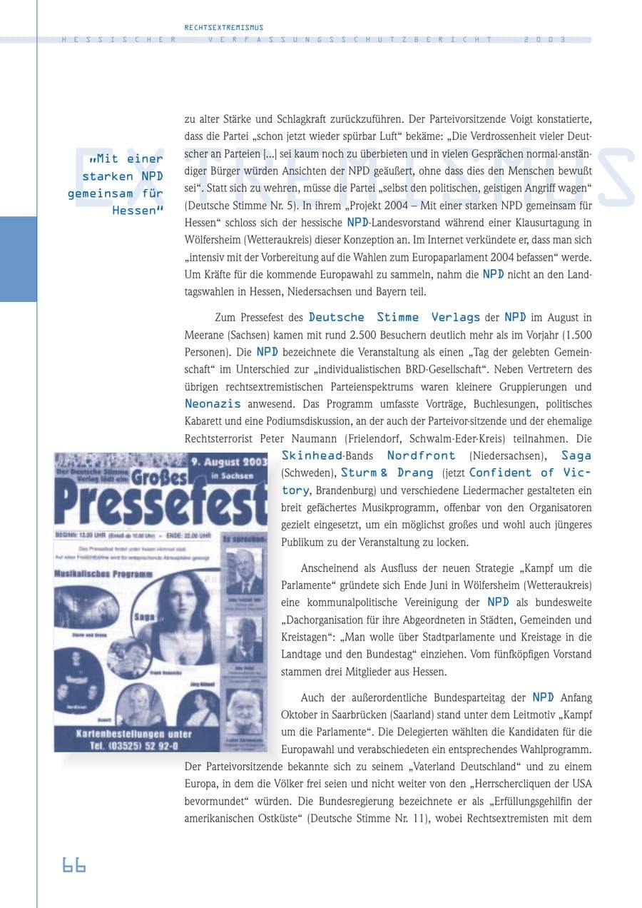 Seite 67 des Verfassungsschutzbericht 2003 Hessen