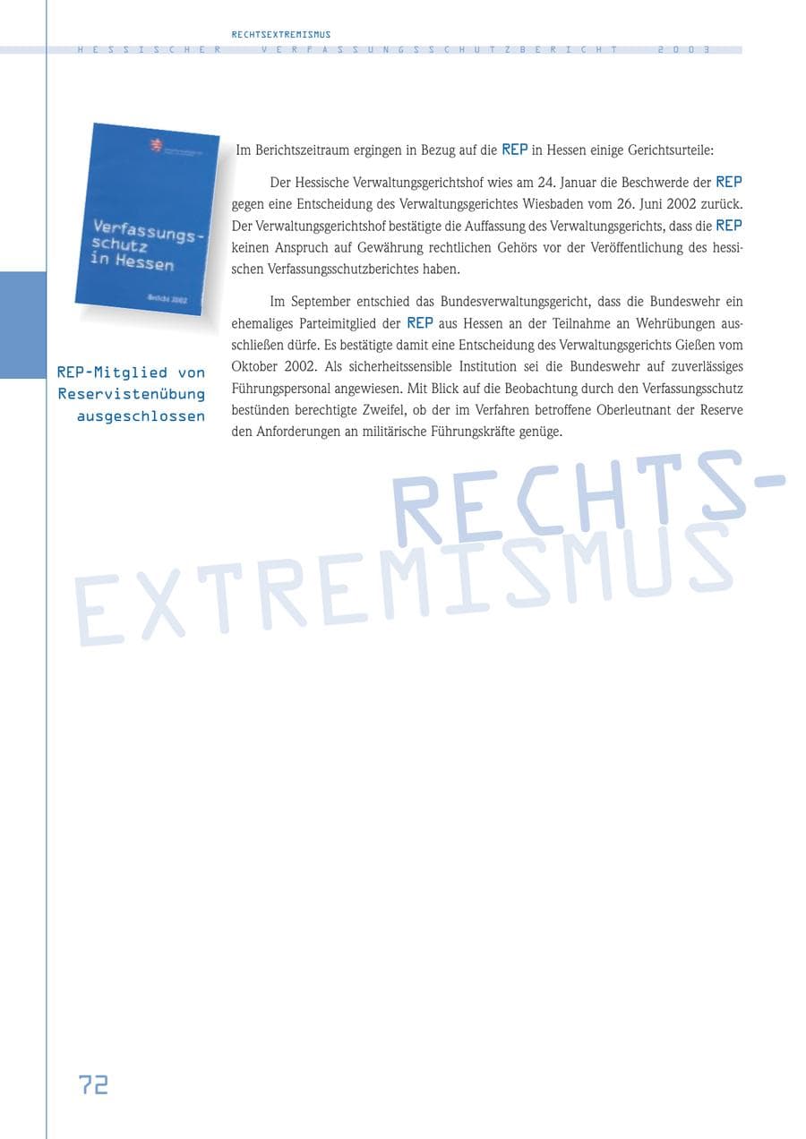 Seite 73 des Verfassungsschutzbericht 2003 Hessen