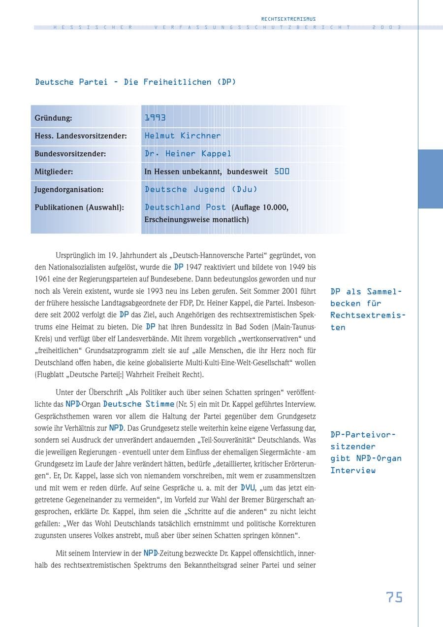 Seite 76 des Verfassungsschutzbericht 2003 Hessen