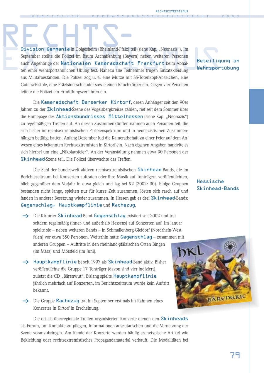 Seite 80 des Verfassungsschutzbericht 2003 Hessen