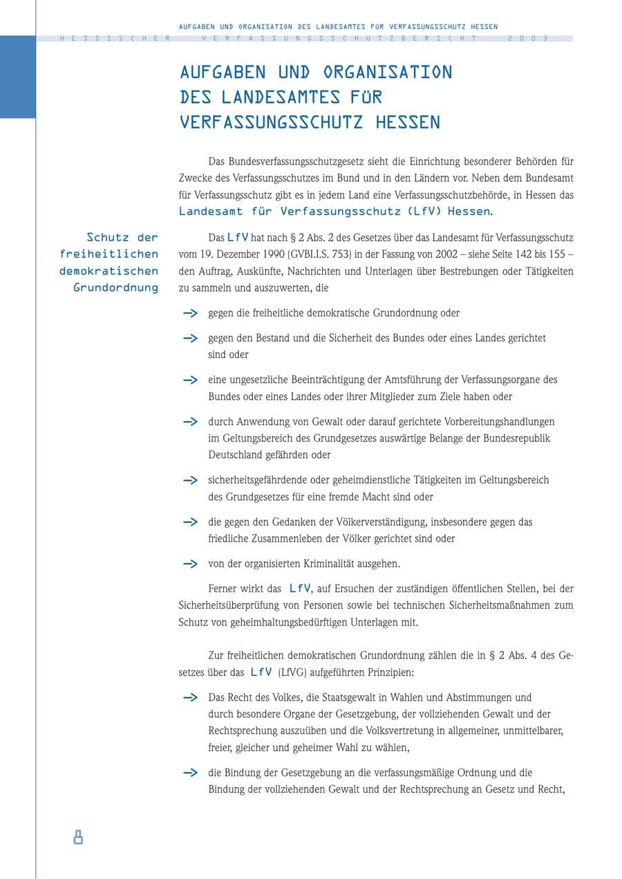 Seite 9 des Verfassungsschutzbericht 2003 Hessen