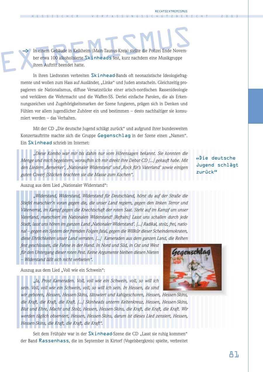 Seite 82 des Verfassungsschutzbericht 2003 Hessen