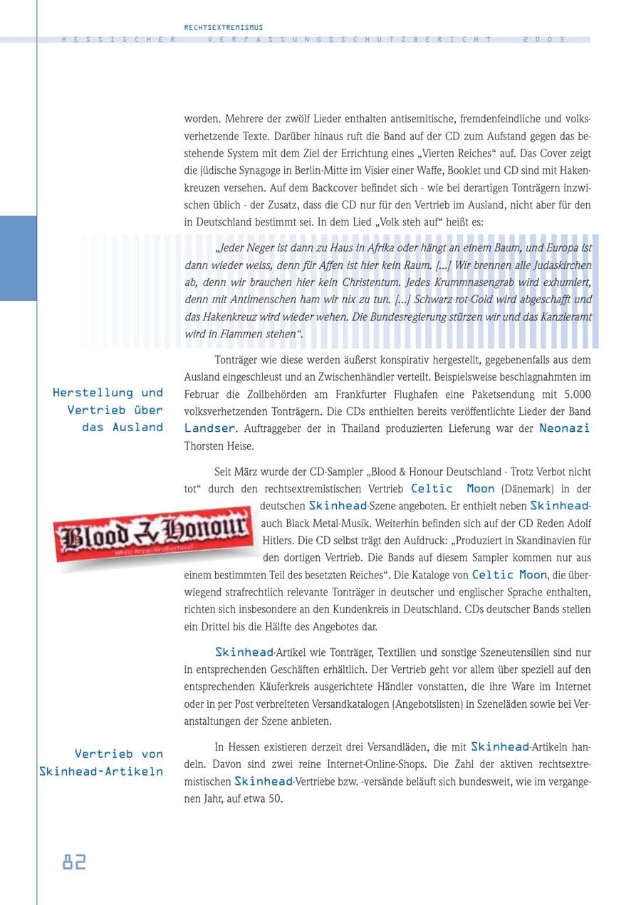 Seite 83 des Verfassungsschutzbericht 2003 Hessen