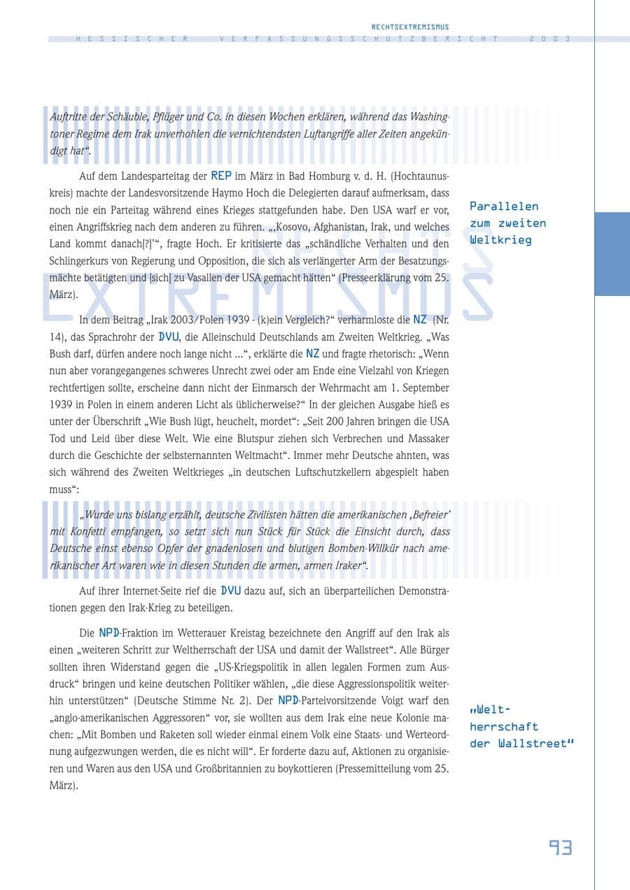 Seite 94 des Verfassungsschutzbericht 2003 Hessen
