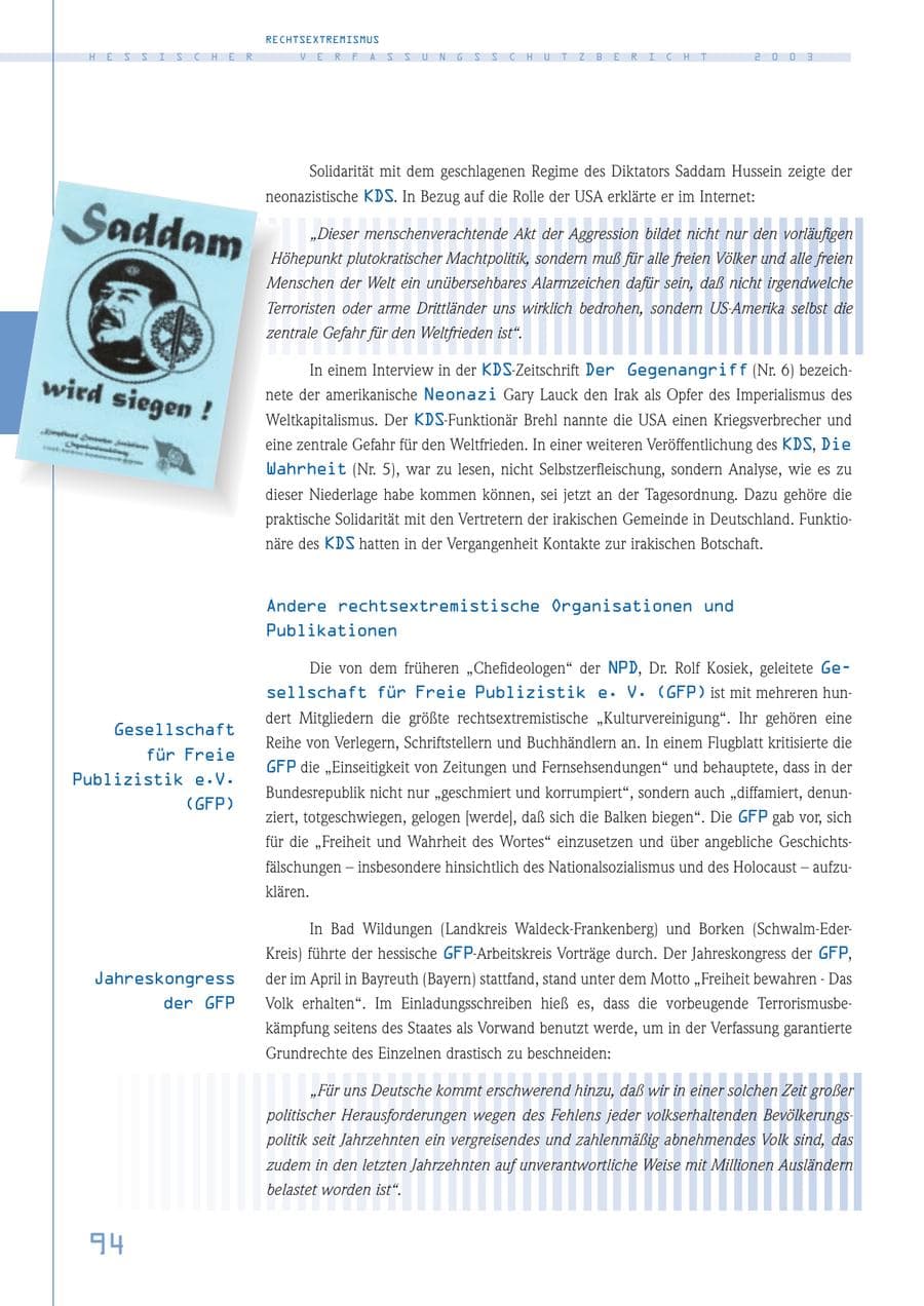 Seite 95 des Verfassungsschutzbericht 2003 Hessen