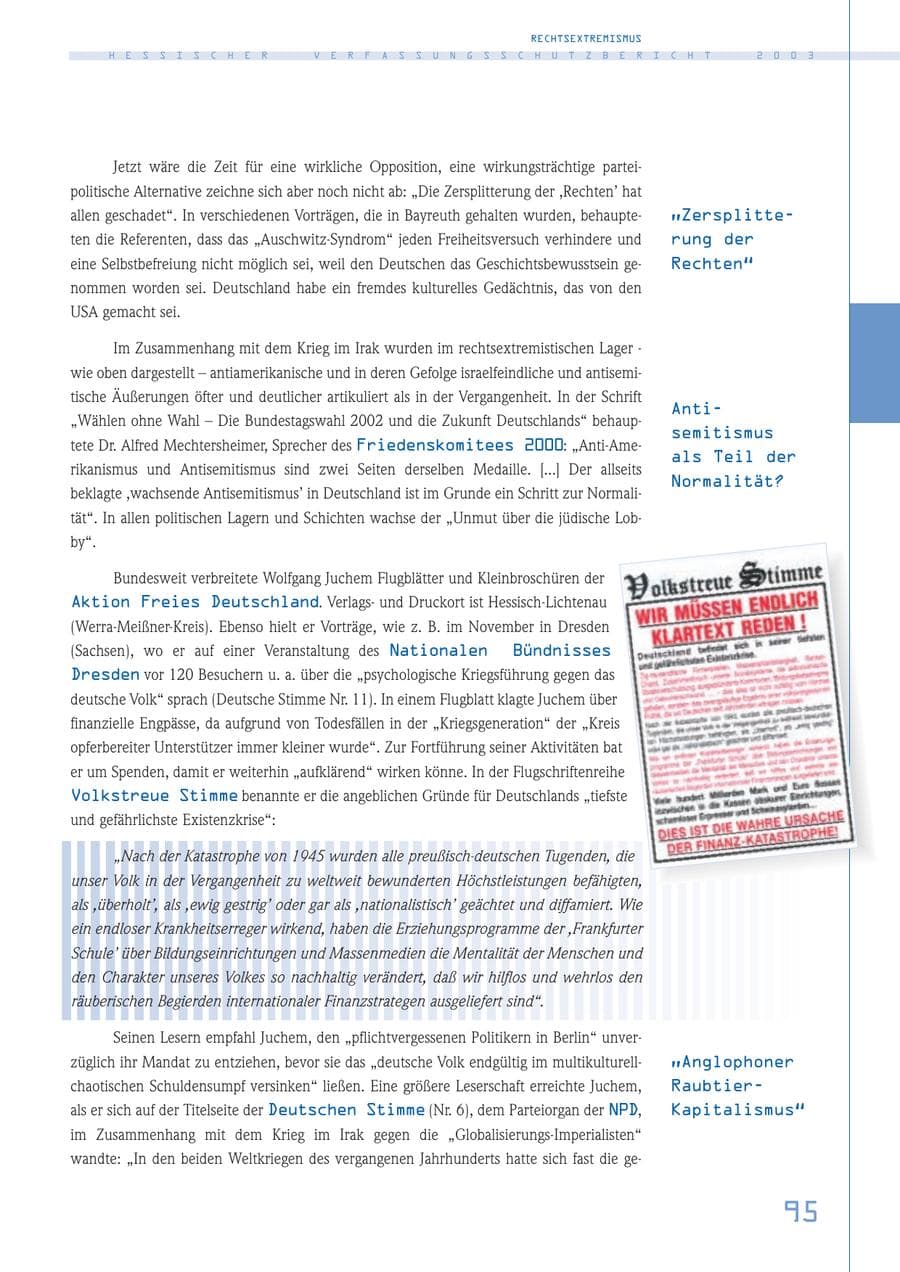 Seite 96 des Verfassungsschutzbericht 2003 Hessen
