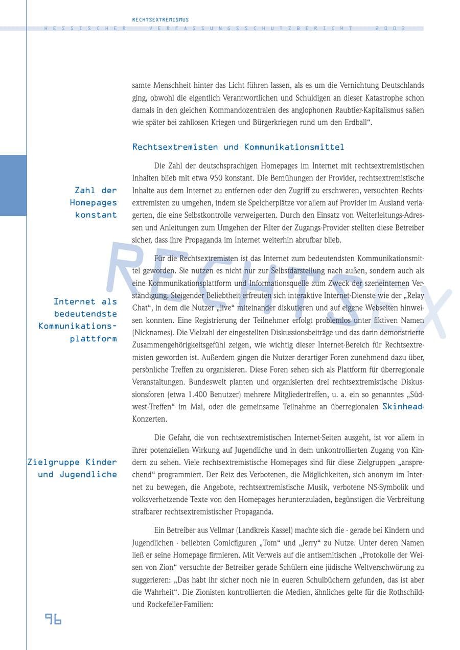 Seite 97 des Verfassungsschutzbericht 2003 Hessen