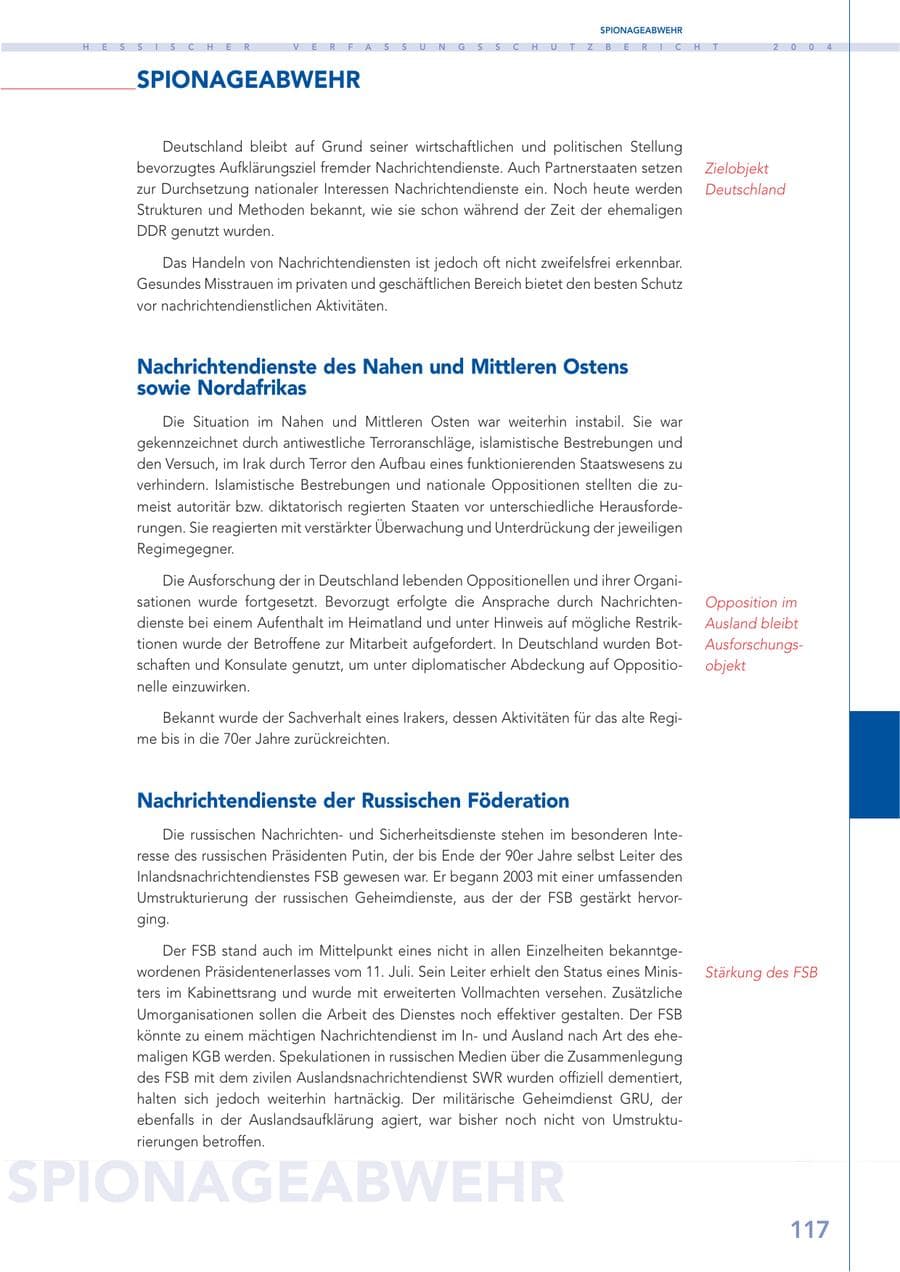 Seite 118 des Verfassungsschutzbericht 2004 Hessen