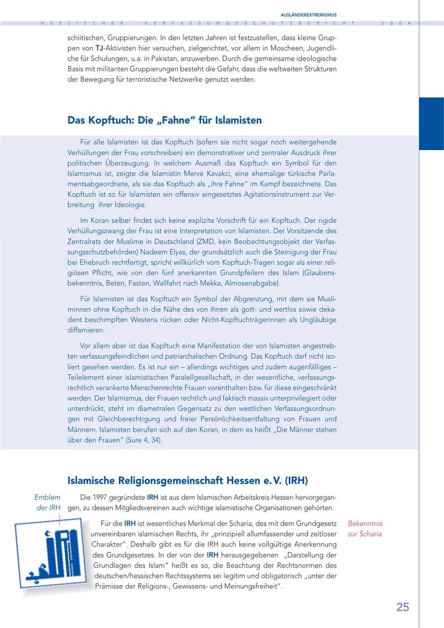 Seite 26 des Verfassungsschutzbericht 2004 Hessen