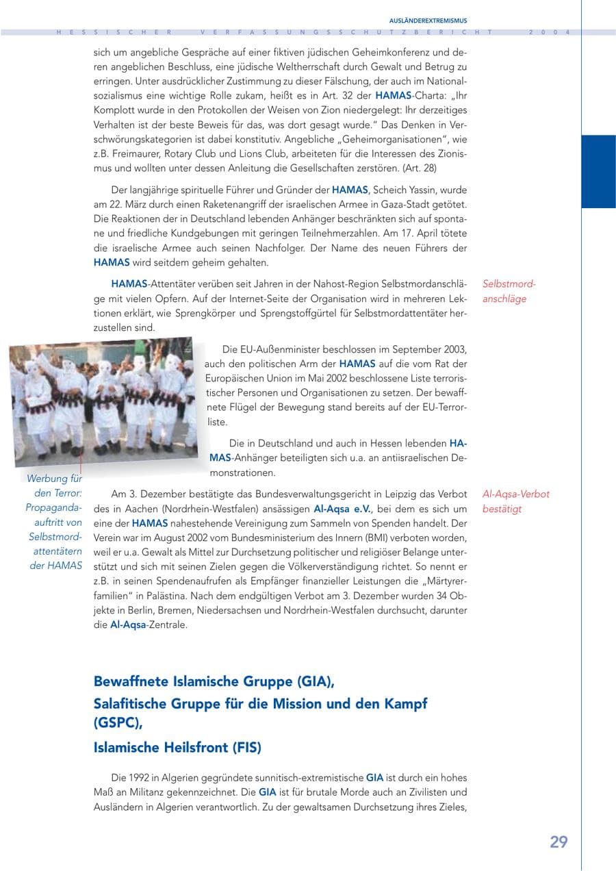 Seite 30 des Verfassungsschutzbericht 2004 Hessen