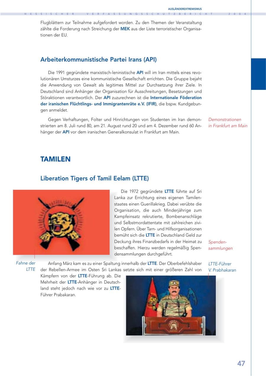 Seite 48 des Verfassungsschutzbericht 2004 Hessen