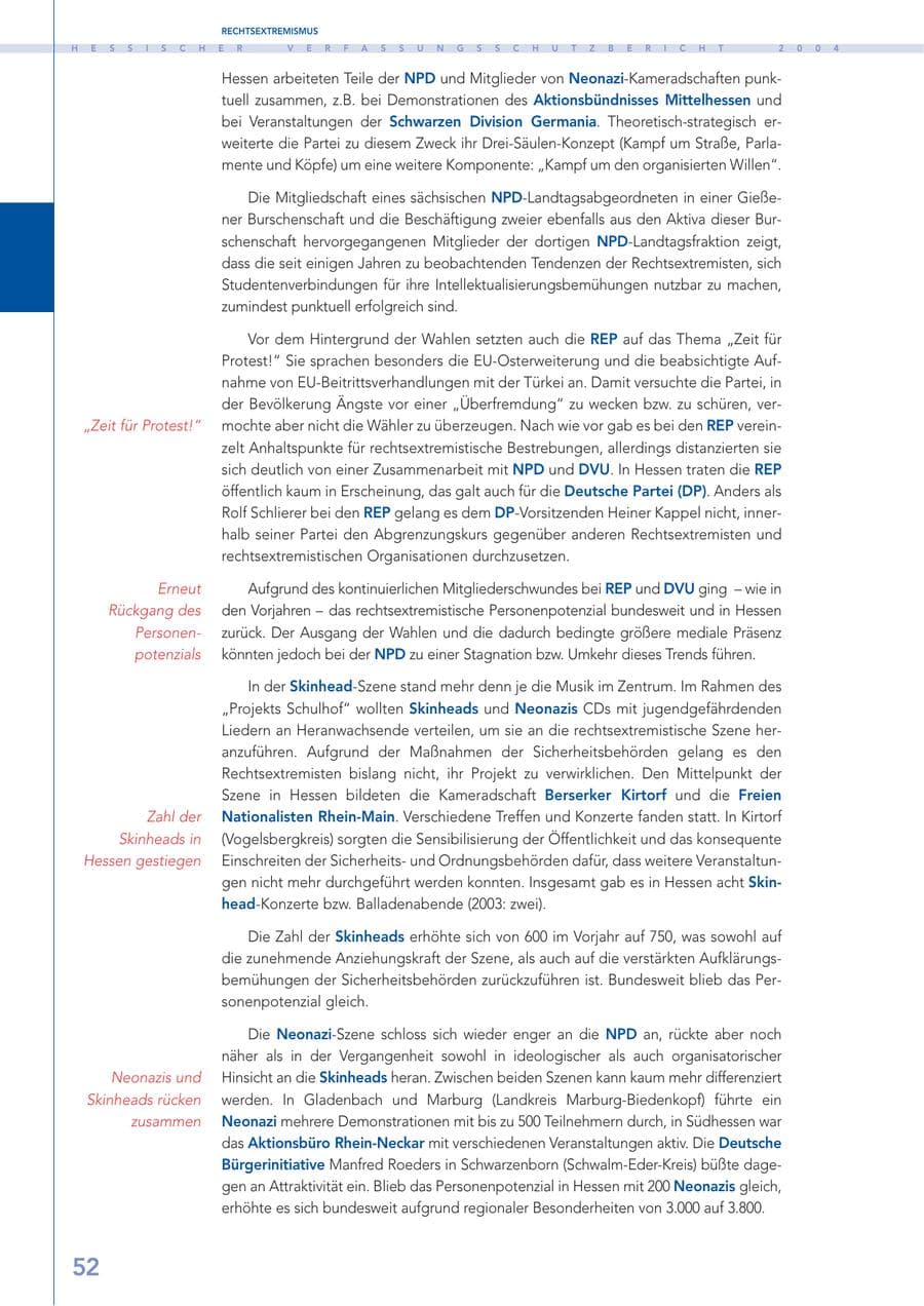 Seite 53 des Verfassungsschutzbericht 2004 Hessen