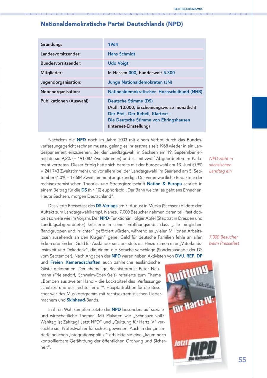 Seite 56 des Verfassungsschutzbericht 2004 Hessen