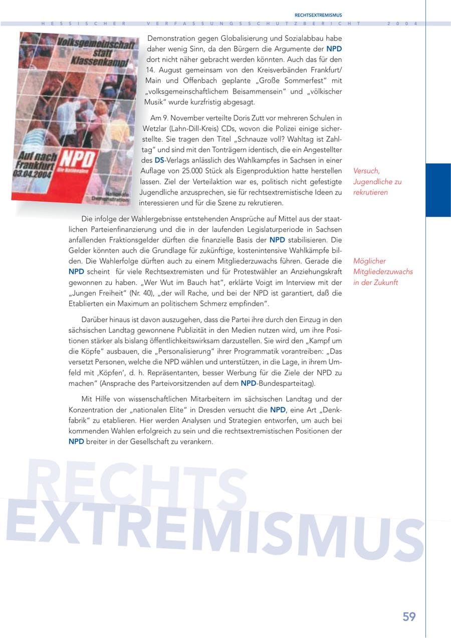 Seite 60 des Verfassungsschutzbericht 2004 Hessen