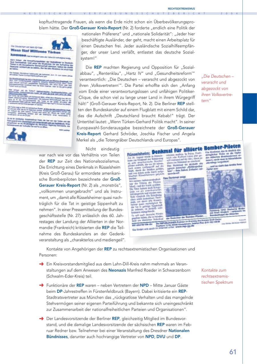 Seite 62 des Verfassungsschutzbericht 2004 Hessen
