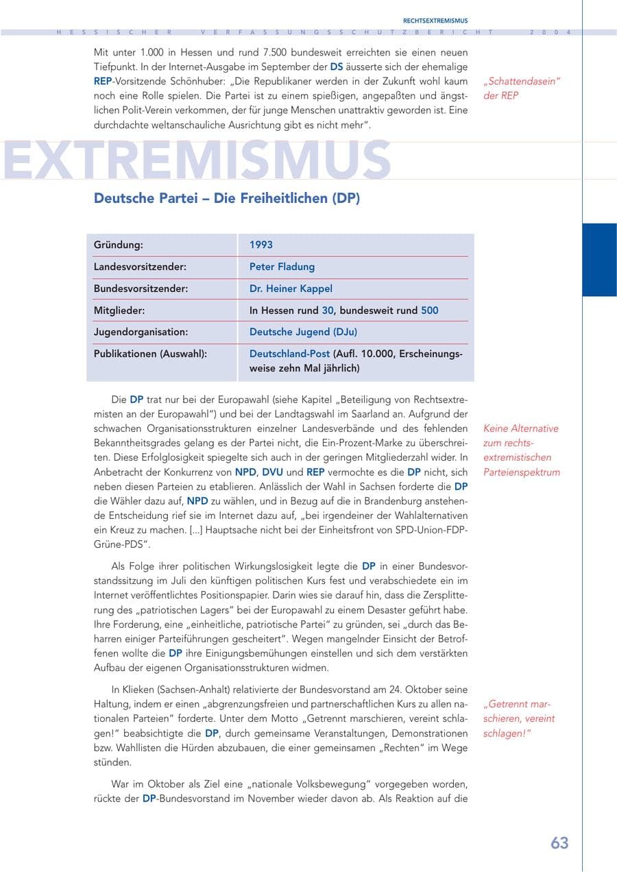 Seite 64 des Verfassungsschutzbericht 2004 Hessen