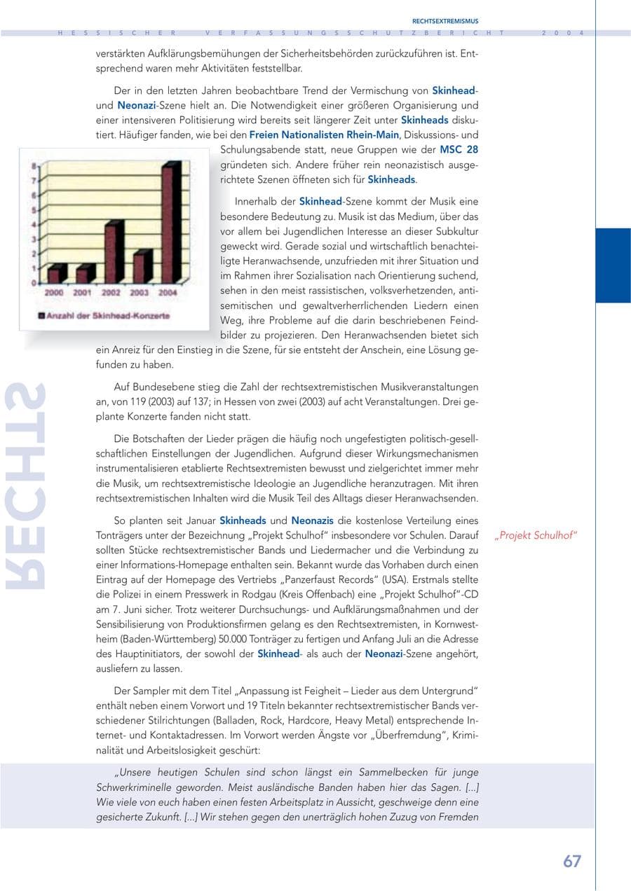 Seite 68 des Verfassungsschutzbericht 2004 Hessen