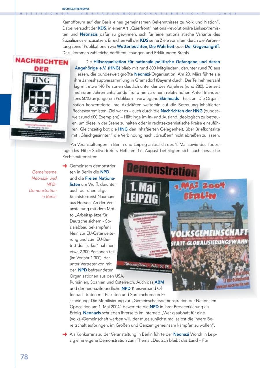 Seite 79 des Verfassungsschutzbericht 2004 Hessen