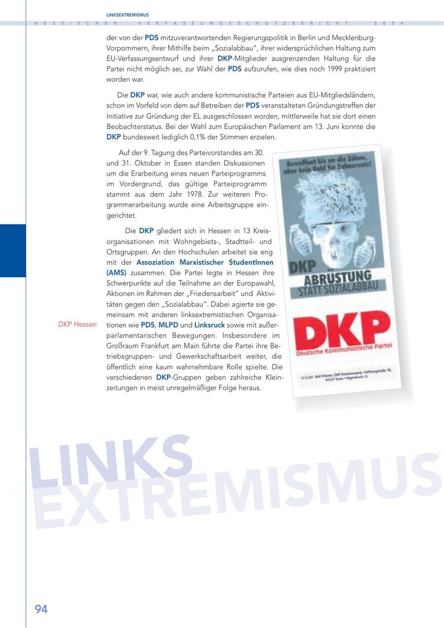 Seite 95 des Verfassungsschutzbericht 2004 Hessen
